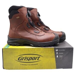 Grisport BOA Constructor Work Boots Mens 12 Brown Leather Waterproof Vibram NEW